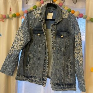 Avec Les Filles boho oversized floral jean jacket cottagecore coquette festival